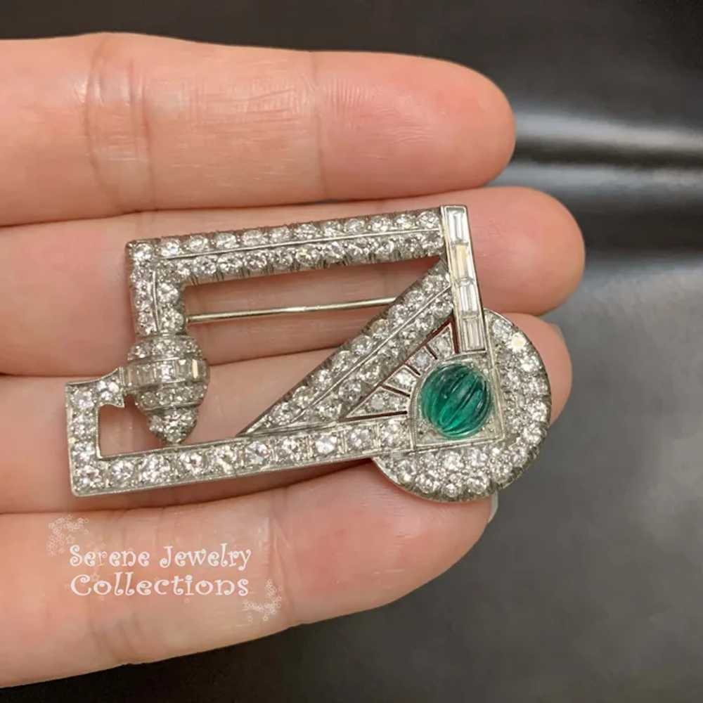 Art Deco Style 4.5CT Diamond Platinum Brooch Vint… - image 7
