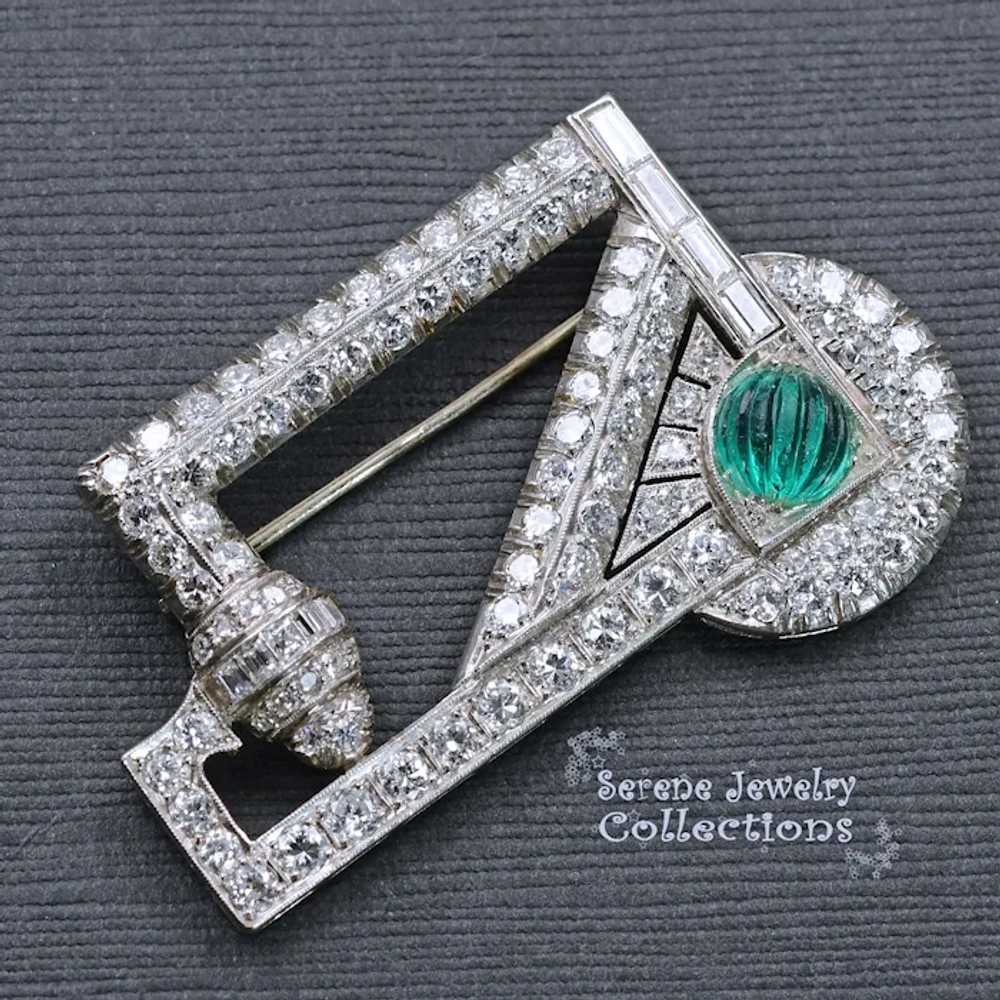Art Deco Style 4.5CT Diamond Platinum Brooch Vint… - image 8