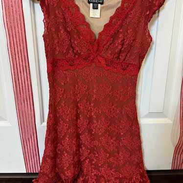 Vintage ECU Y2K Bebe Red Lace Dress