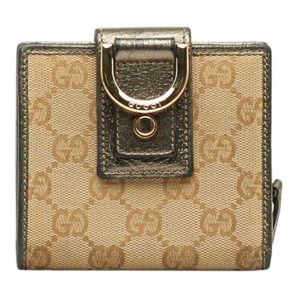 GUCCI Trifold Wallet 154205 Beige Canvas Leather … - image 1