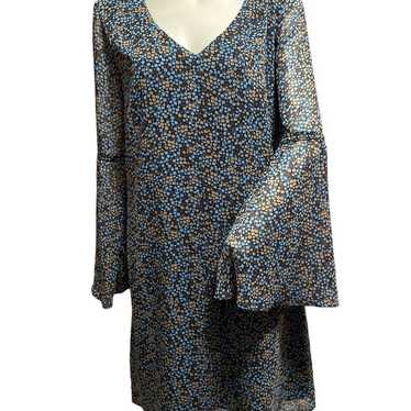 Cabi Shirt Dress long Sleeve Floral Soft polyester button long Length dress  S.