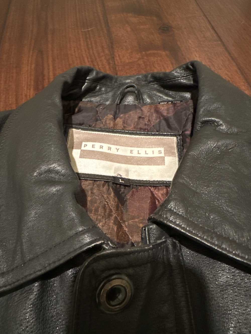 Perry Ellis × Vintage Vintage Leather Jacket Perr… - image 2