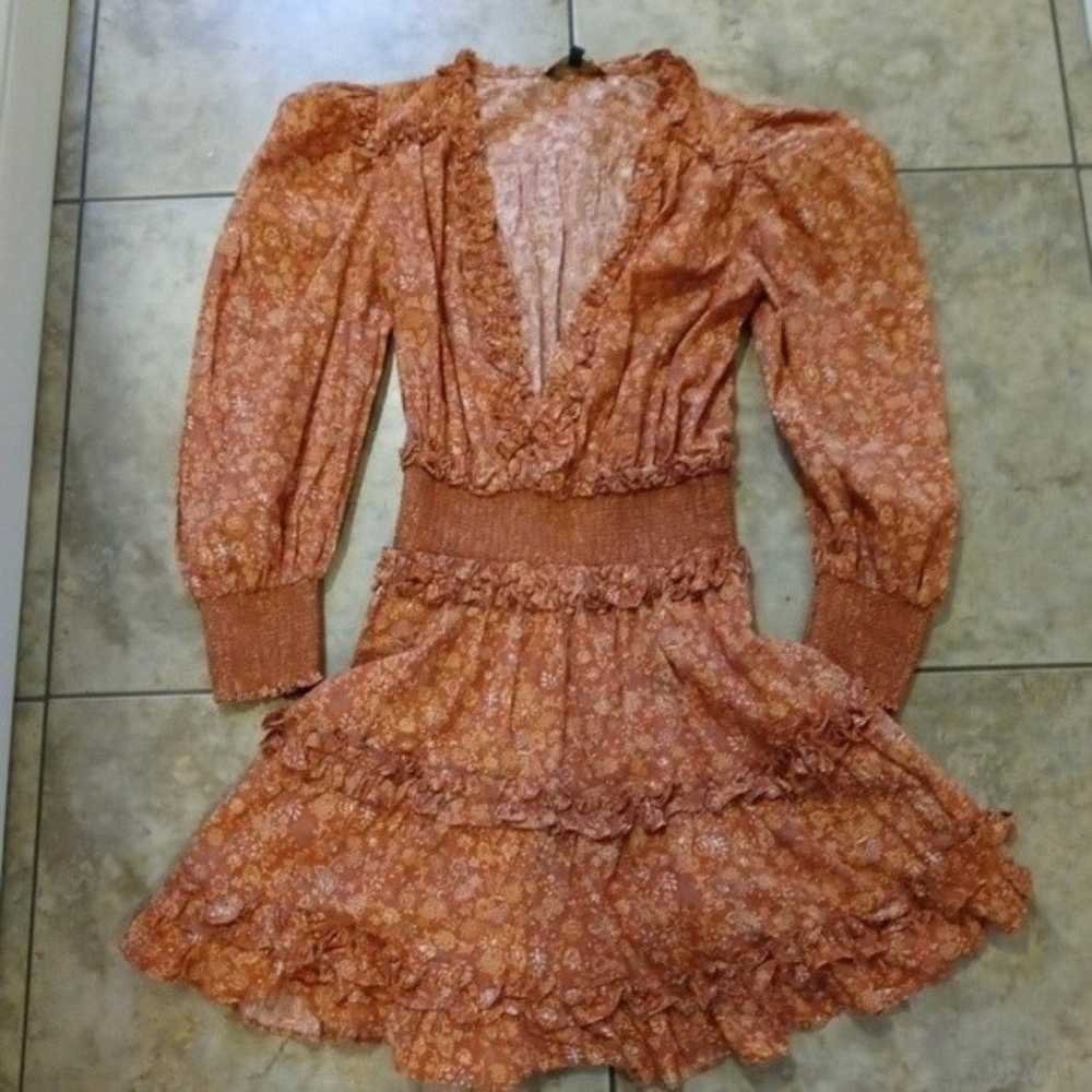 NWOT House of Harlow 1960 Wallis Rust Ruffle Flor… - image 2