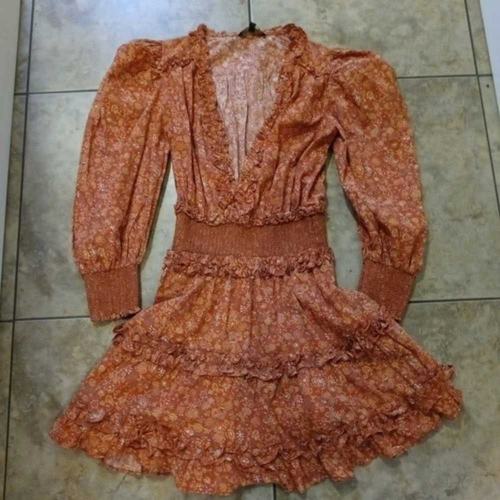 NWOT House of Harlow 1960 Wallis Rust Ruffle Flor… - image 6