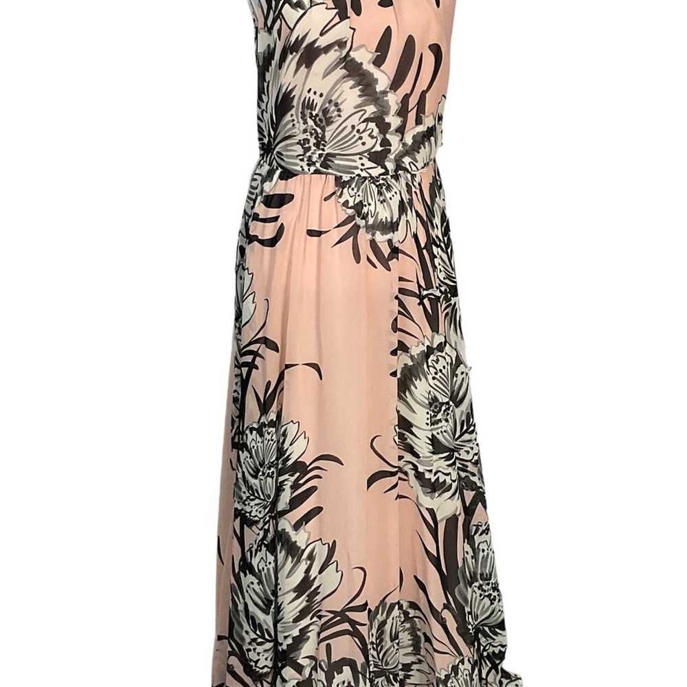Eliza J Pink Black Floral Print Chiffon Maxi Dres… - image 1