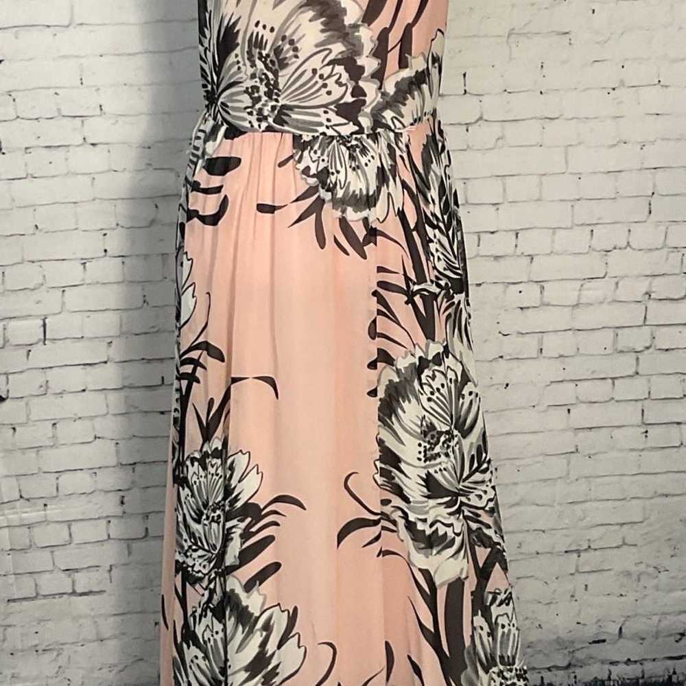 Eliza J Pink Black Floral Print Chiffon Maxi Dres… - image 2