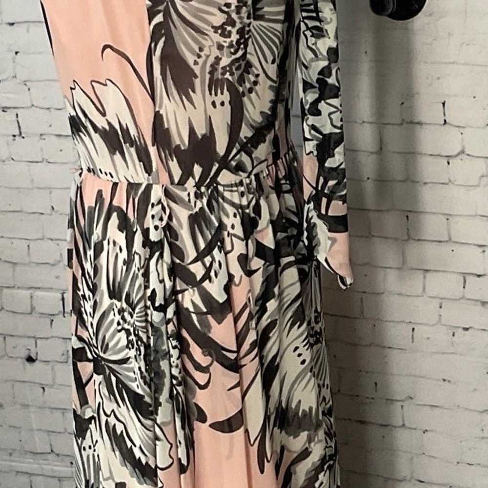 Eliza J Pink Black Floral Print Chiffon Maxi Dres… - image 4