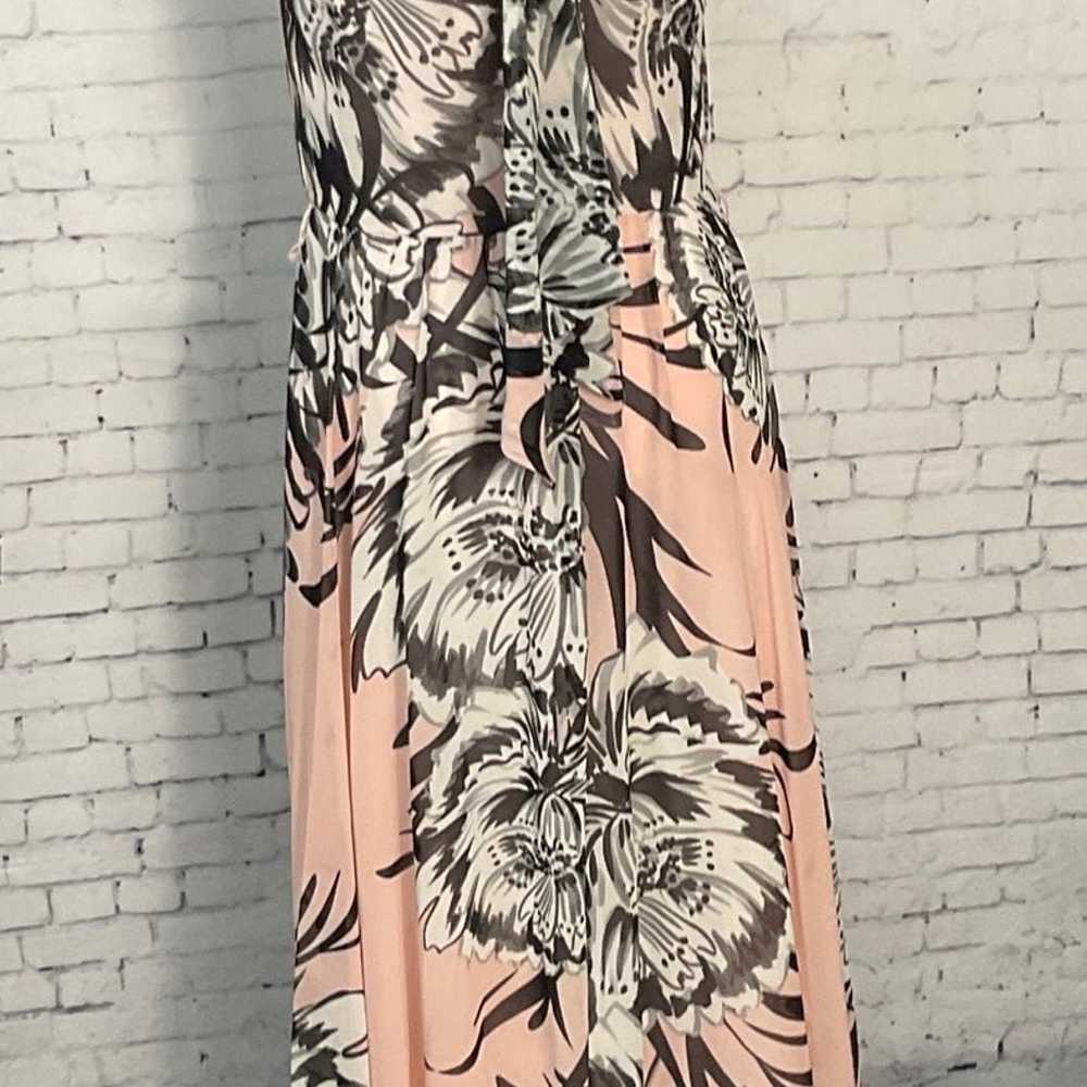 Eliza J Pink Black Floral Print Chiffon Maxi Dres… - image 5