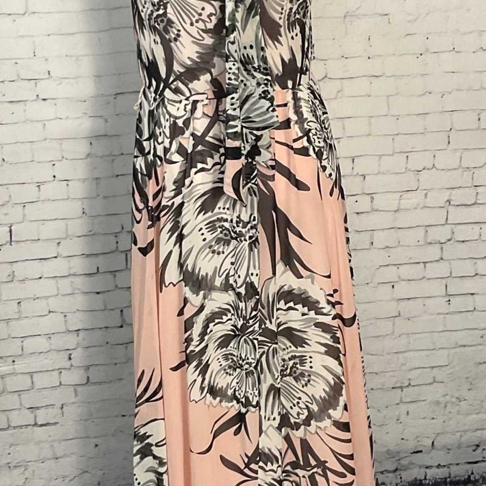 Eliza J Pink Black Floral Print Chiffon Maxi Dres… - image 6