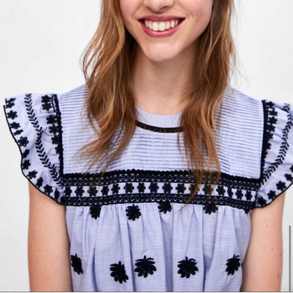 Zara Bloggers Favorite Embroidered Floral Stripe … - image 12