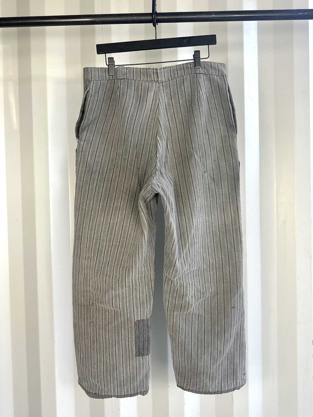 Vintage French Salt Pepper Chore Pants Workwear - image 3