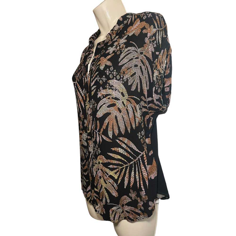 Other A New Day Black Palm Frond Button Up Top Sm… - image 3