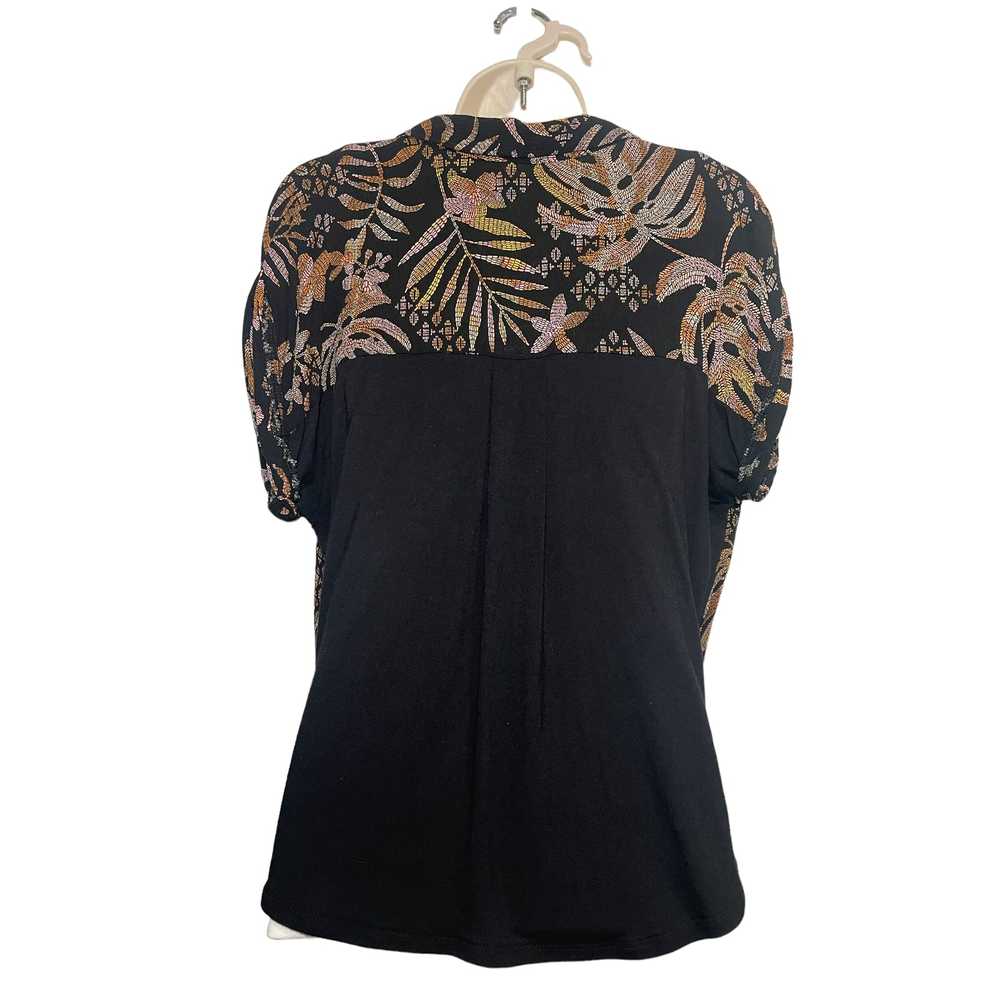 Other A New Day Black Palm Frond Button Up Top Sm… - image 4