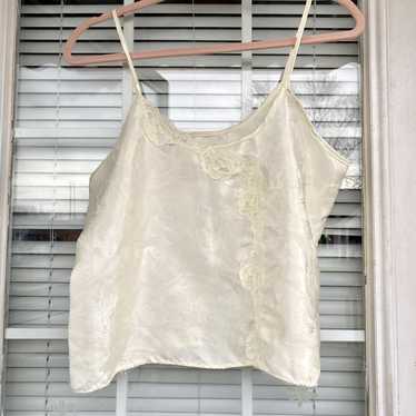 Vintage White Slip Tank. Lace Cami. Camisole. Undershirt With Lace