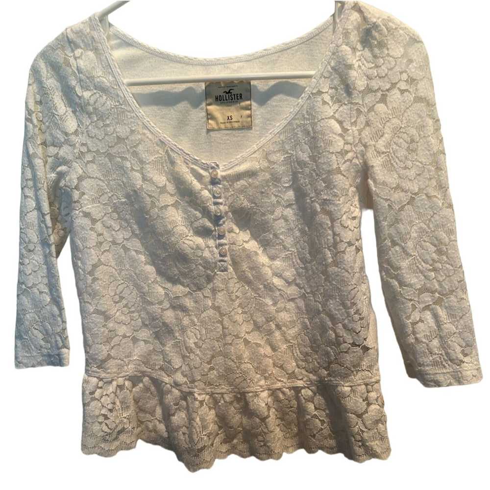 Hollister Hollister California White Lace Blouse … - image 1