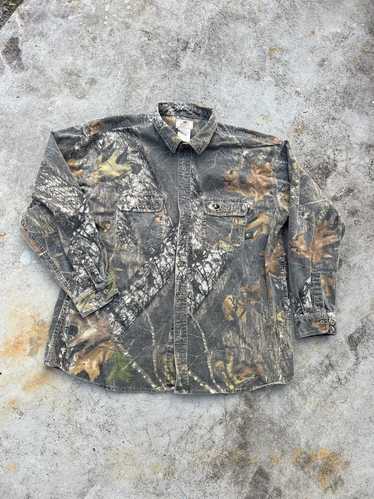 Vintage Rattlers Brand Realtree Camo Button up Shirt 