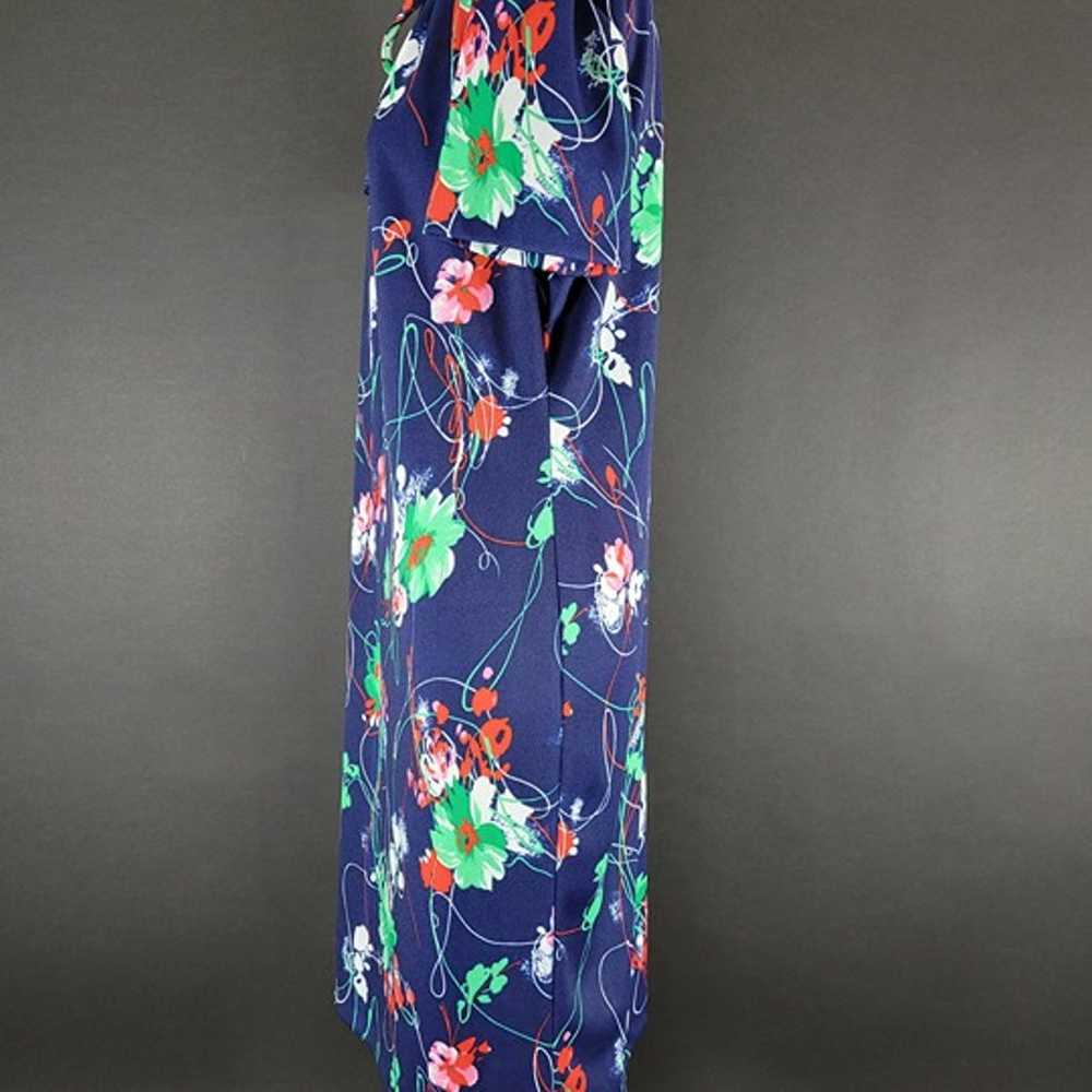 70s Three R's Navy Blue Floral House Dress - image 7