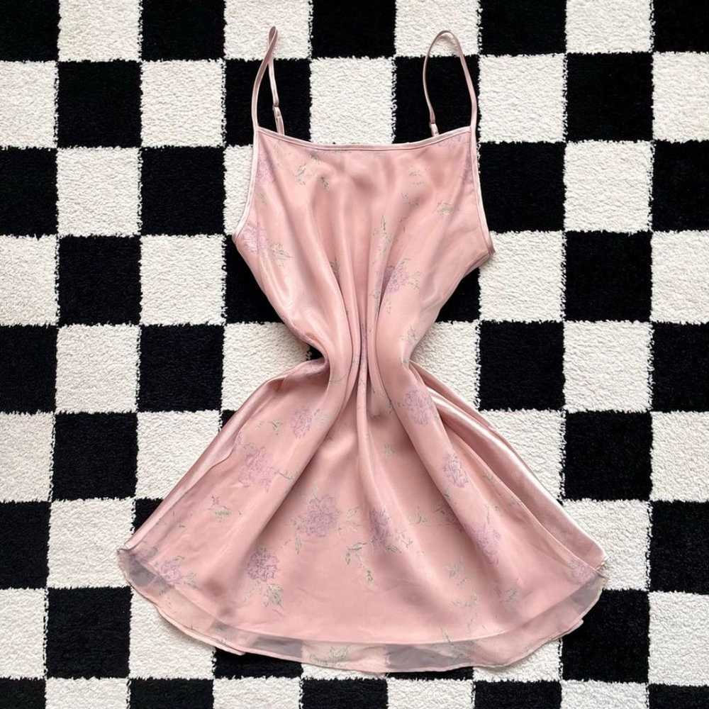 Vintage Pink Floral Layered Slip Dress - image 1