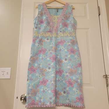 Hannah Anderson Blue Paisley Sheath Dress, Size 12