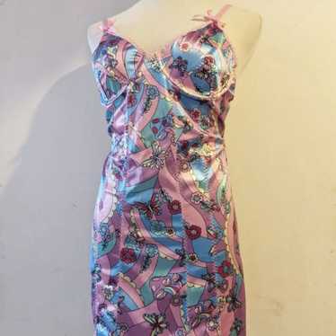 Sugar Thrillz Brocade Pattern Corset Babydoll Dress With Puff Sleeves -  Light Pink