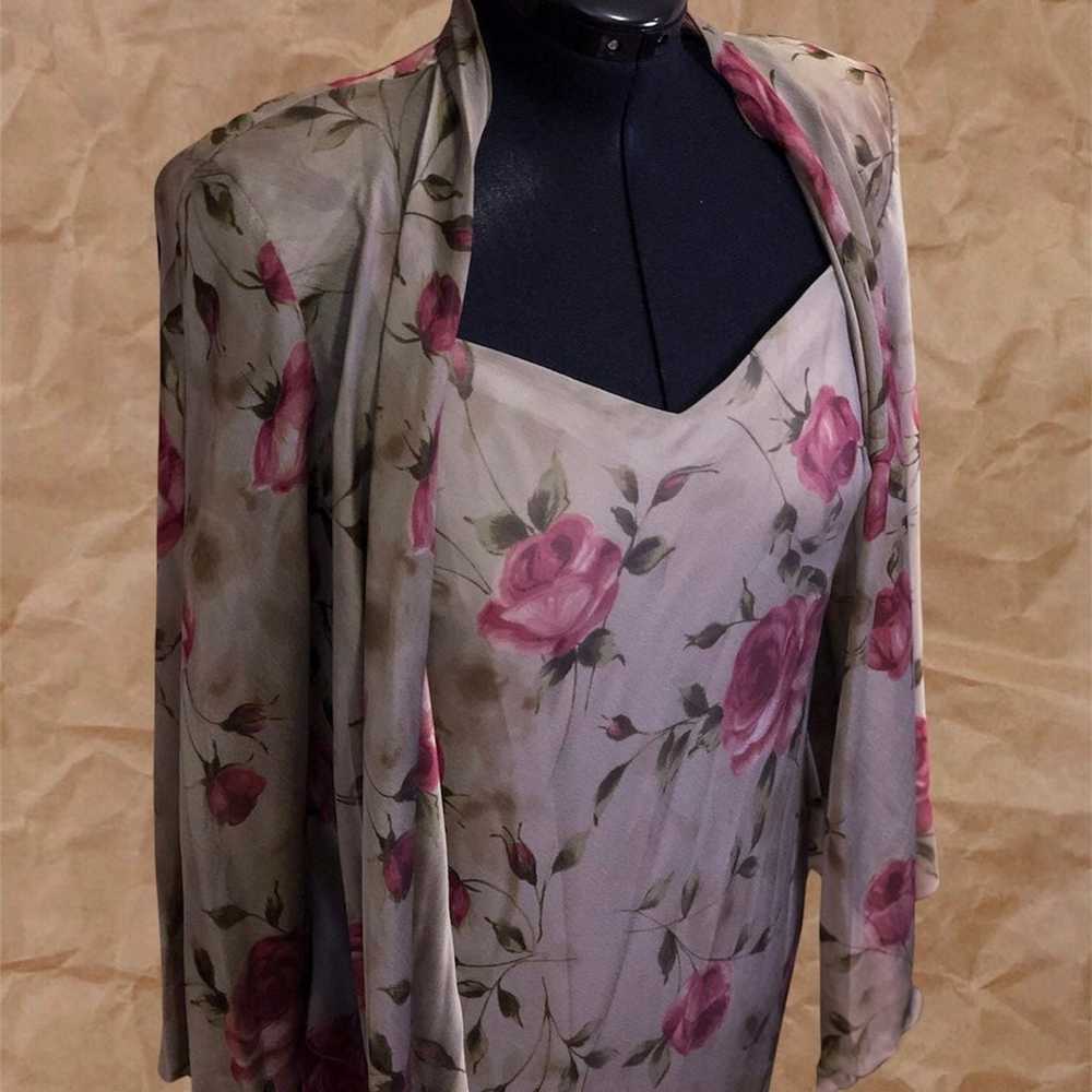 Vintage R&M Richards Gray Floral Dress Jacket Set - image 11