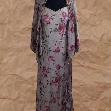 Vintage R&M Richards Gray Floral Dress Jacket Set - image 1