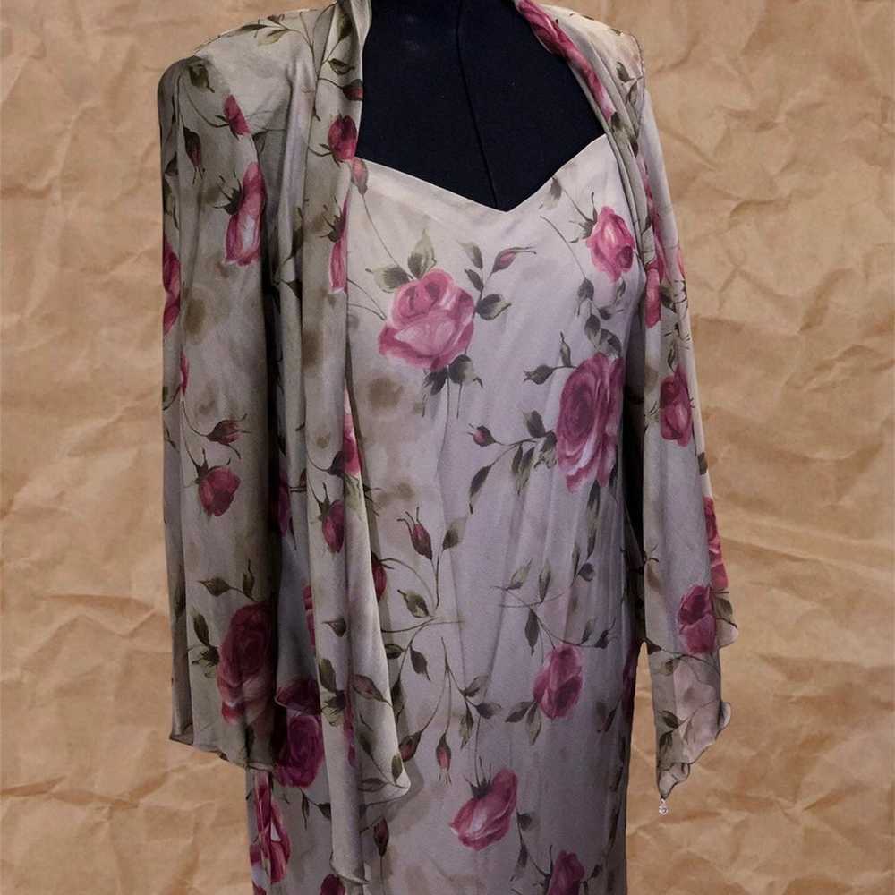 Vintage R&M Richards Gray Floral Dress Jacket Set - image 9