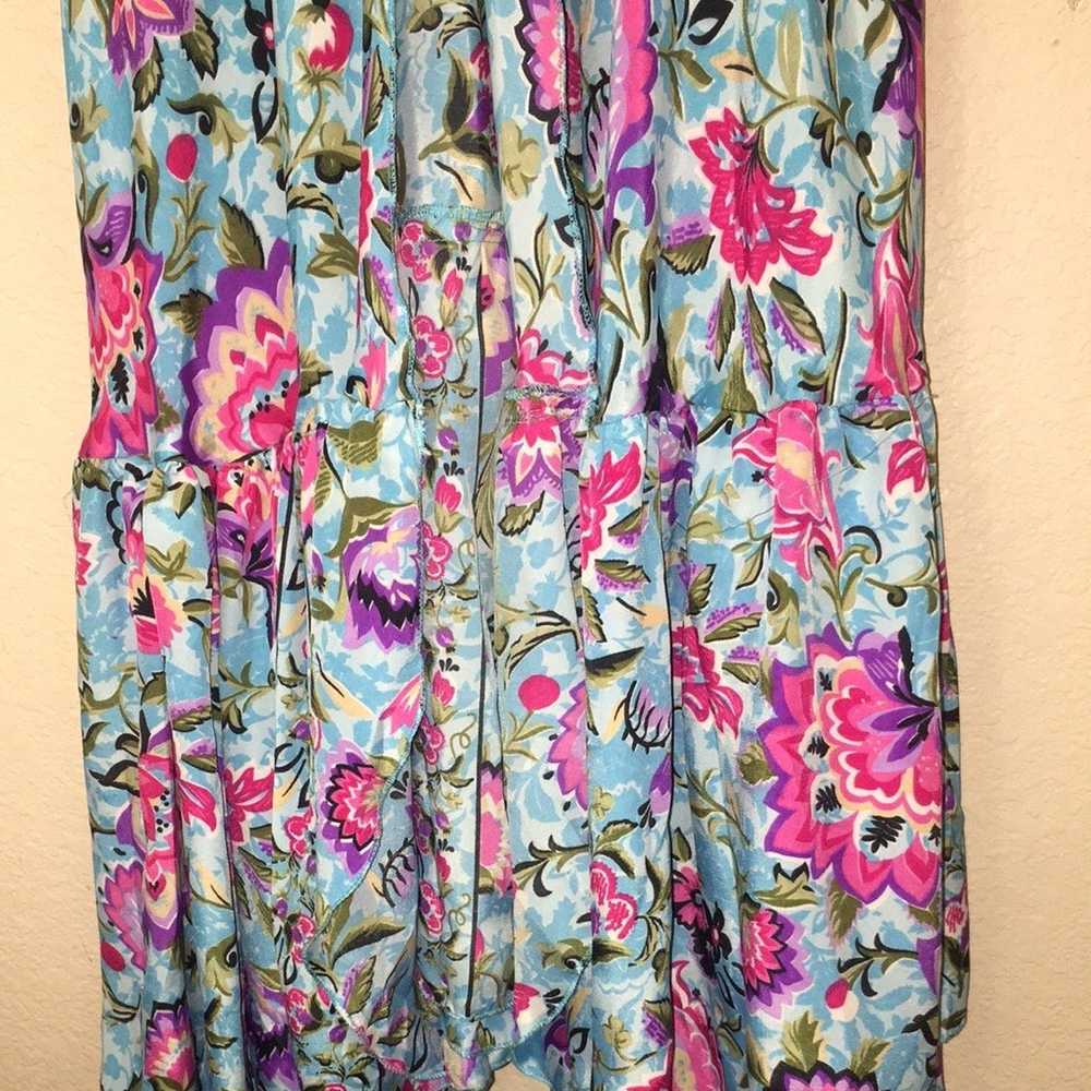 Floral Silk Wrap Dress Maxi Length Bell Sleeves S… - image 4