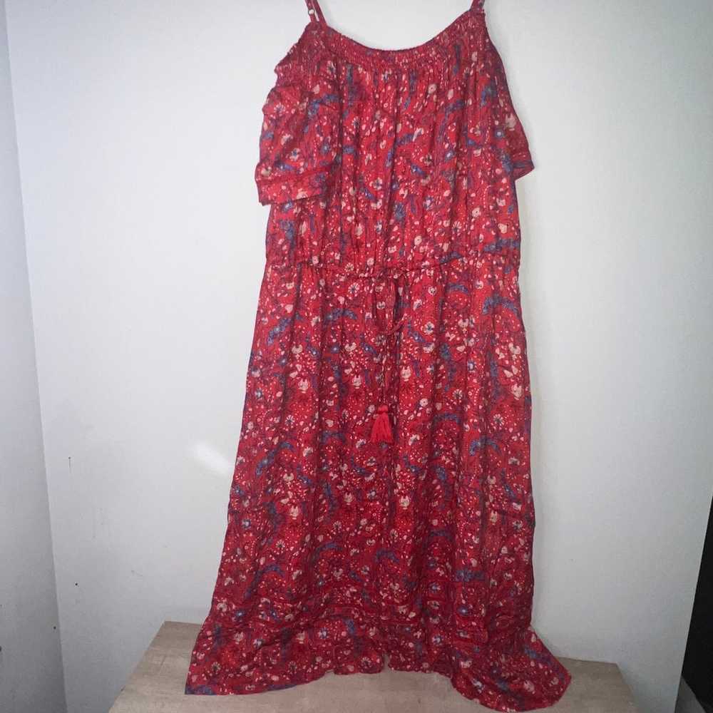 Lucky Brand Red Multicolored Floral Cold Shoulder… - image 2