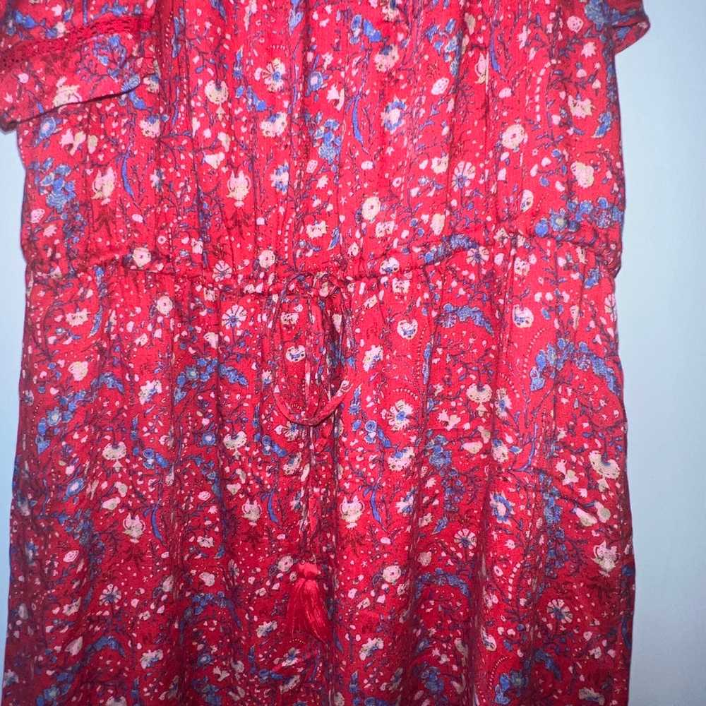 Lucky Brand Red Multicolored Floral Cold Shoulder… - image 3