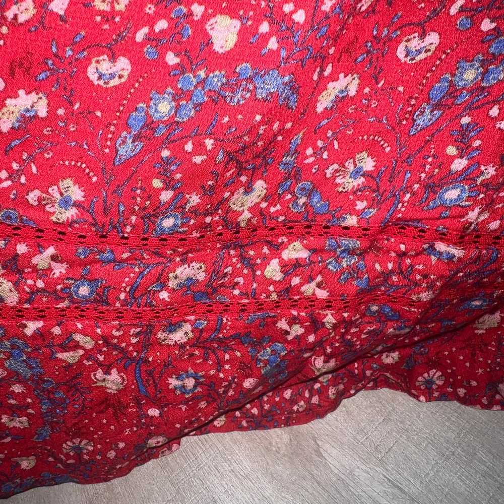 Lucky Brand Red Multicolored Floral Cold Shoulder… - image 5