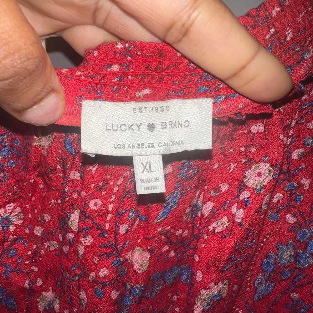 Lucky Brand Red Multicolored Floral Cold Shoulder… - image 8