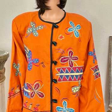 Alex Kim CL Jacket Cotyon Rayon Floral Applique D… - image 1
