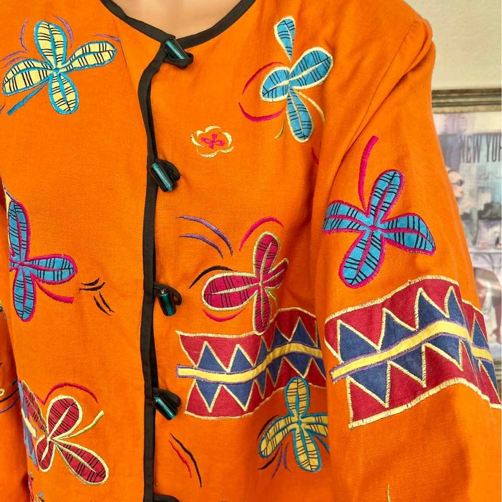 Alex Kim CL Jacket Cotyon Rayon Floral Applique D… - image 2