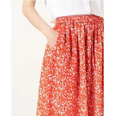 NWOT Ganni Orange Floral Printed Crepe Midi Skirt 