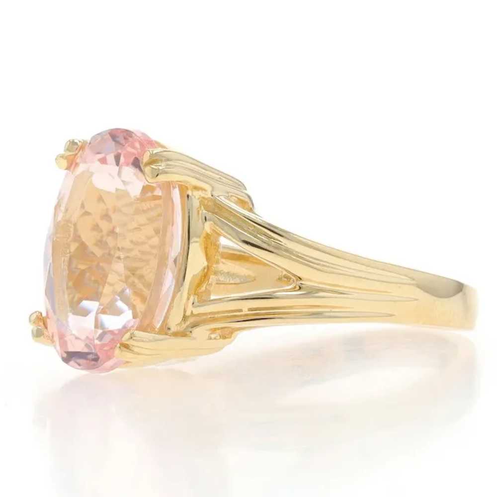 Yellow Gold Morganite Cocktail Solitaire Ring - 1… - image 3