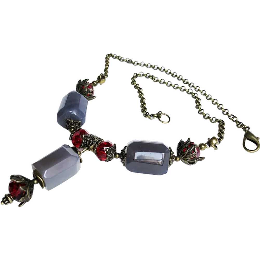 Chunky stone necklace, large y lariat necklace - image 1