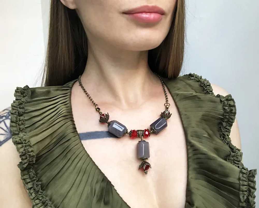 Chunky stone necklace, large y lariat necklace - image 2