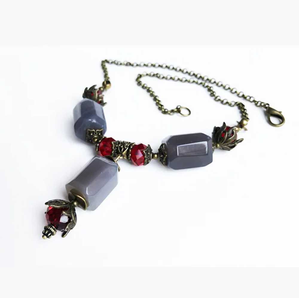 Chunky stone necklace, large y lariat necklace - image 3
