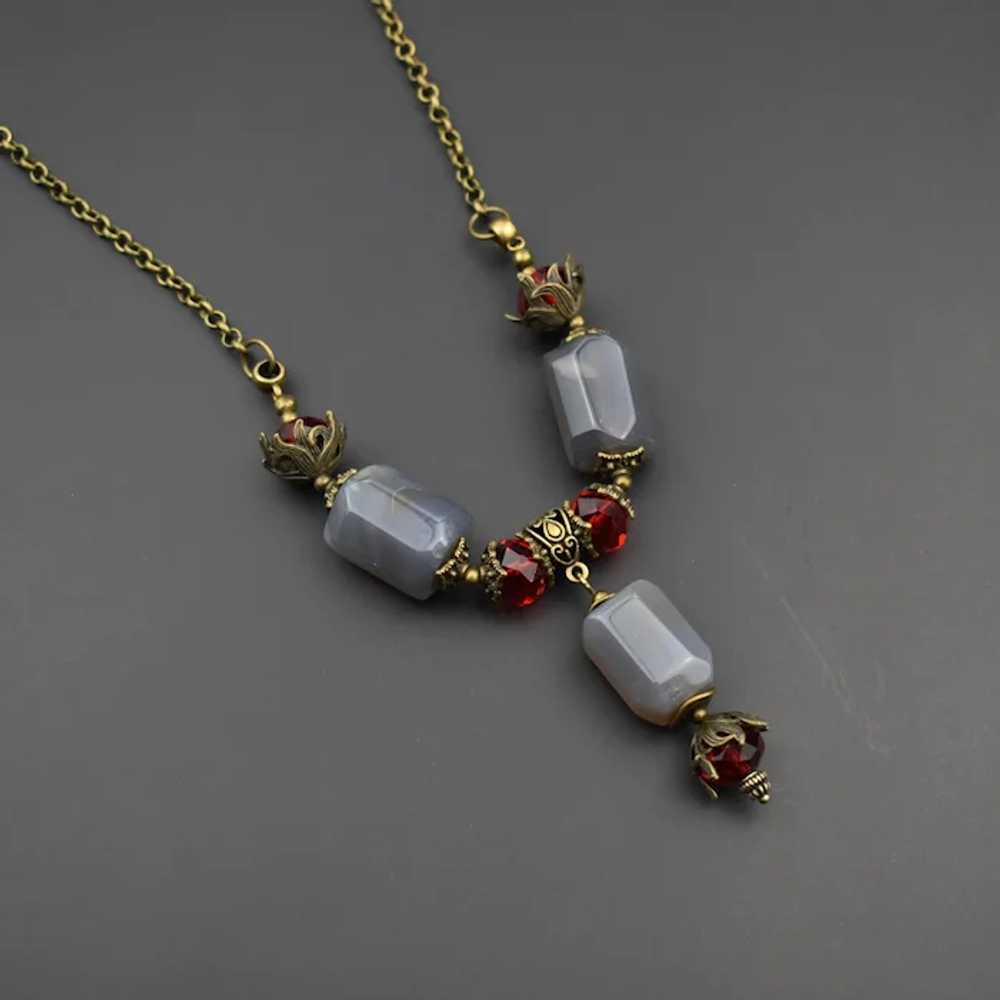 Chunky stone necklace, large y lariat necklace - image 4