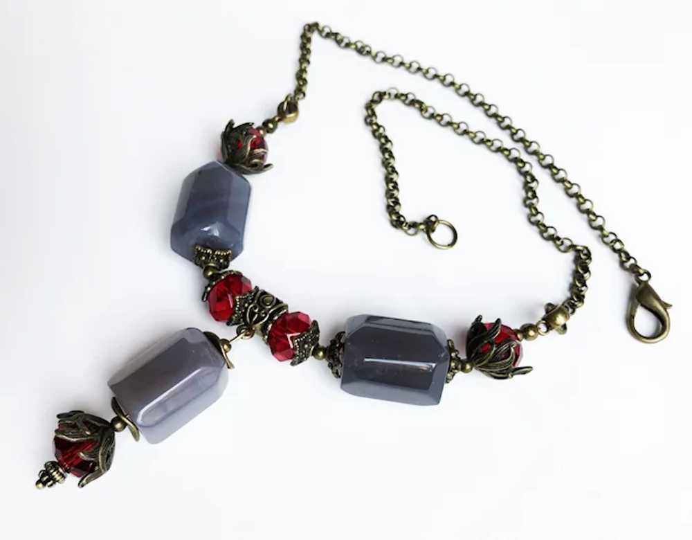 Chunky stone necklace, large y lariat necklace - image 5
