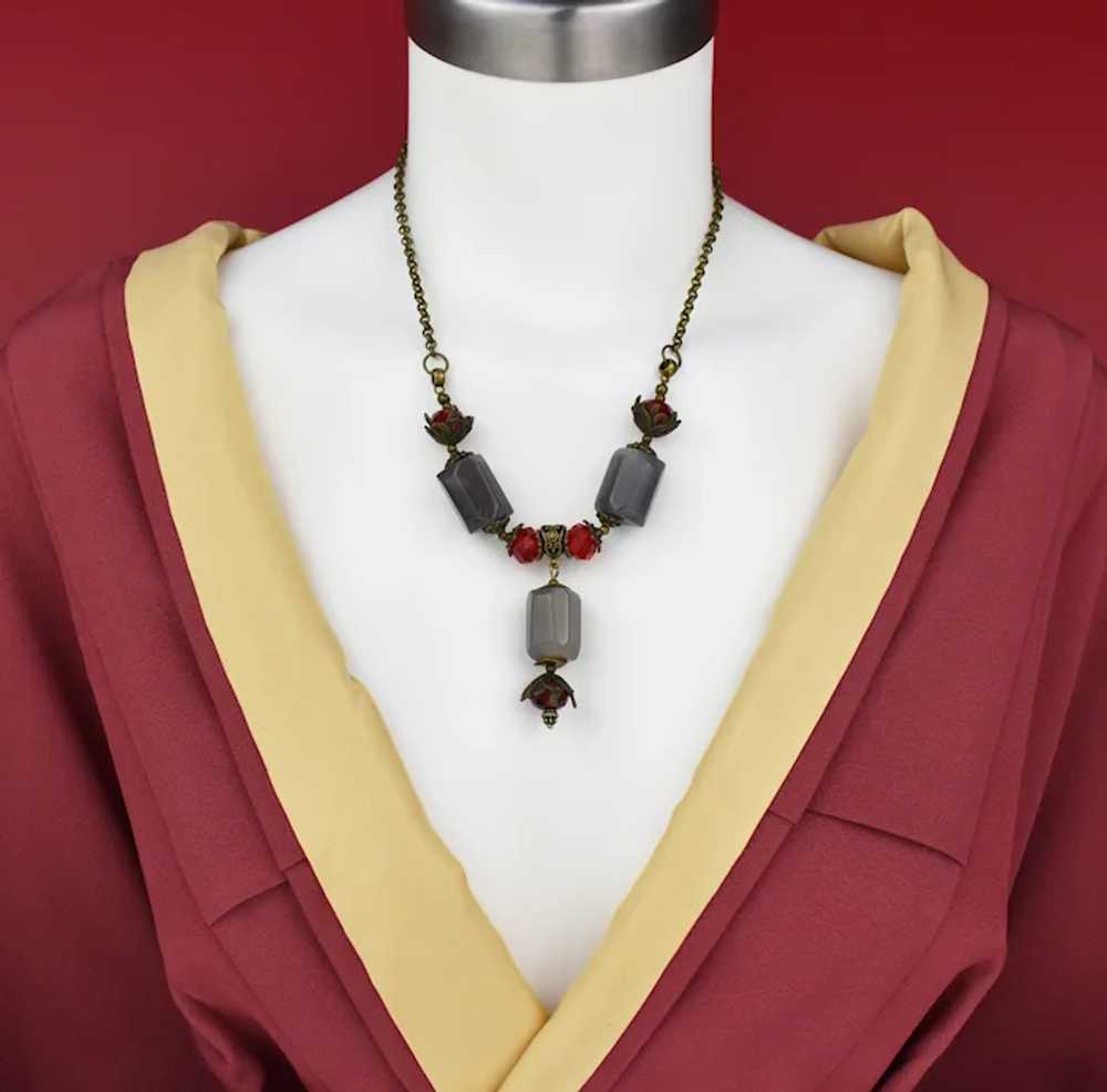 Chunky stone necklace, large y lariat necklace - image 6