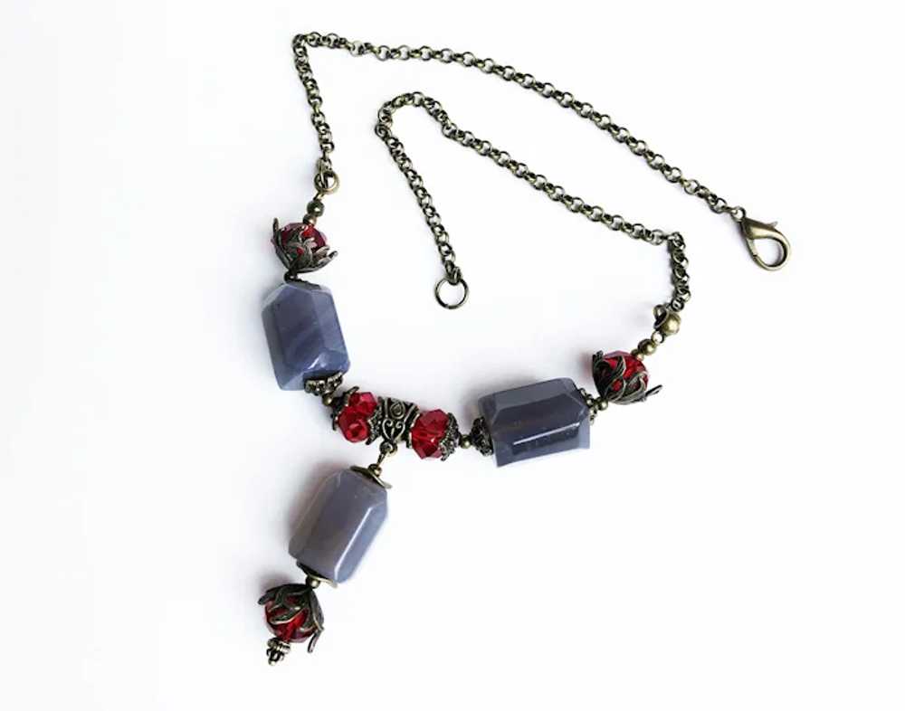 Chunky stone necklace, large y lariat necklace - image 7