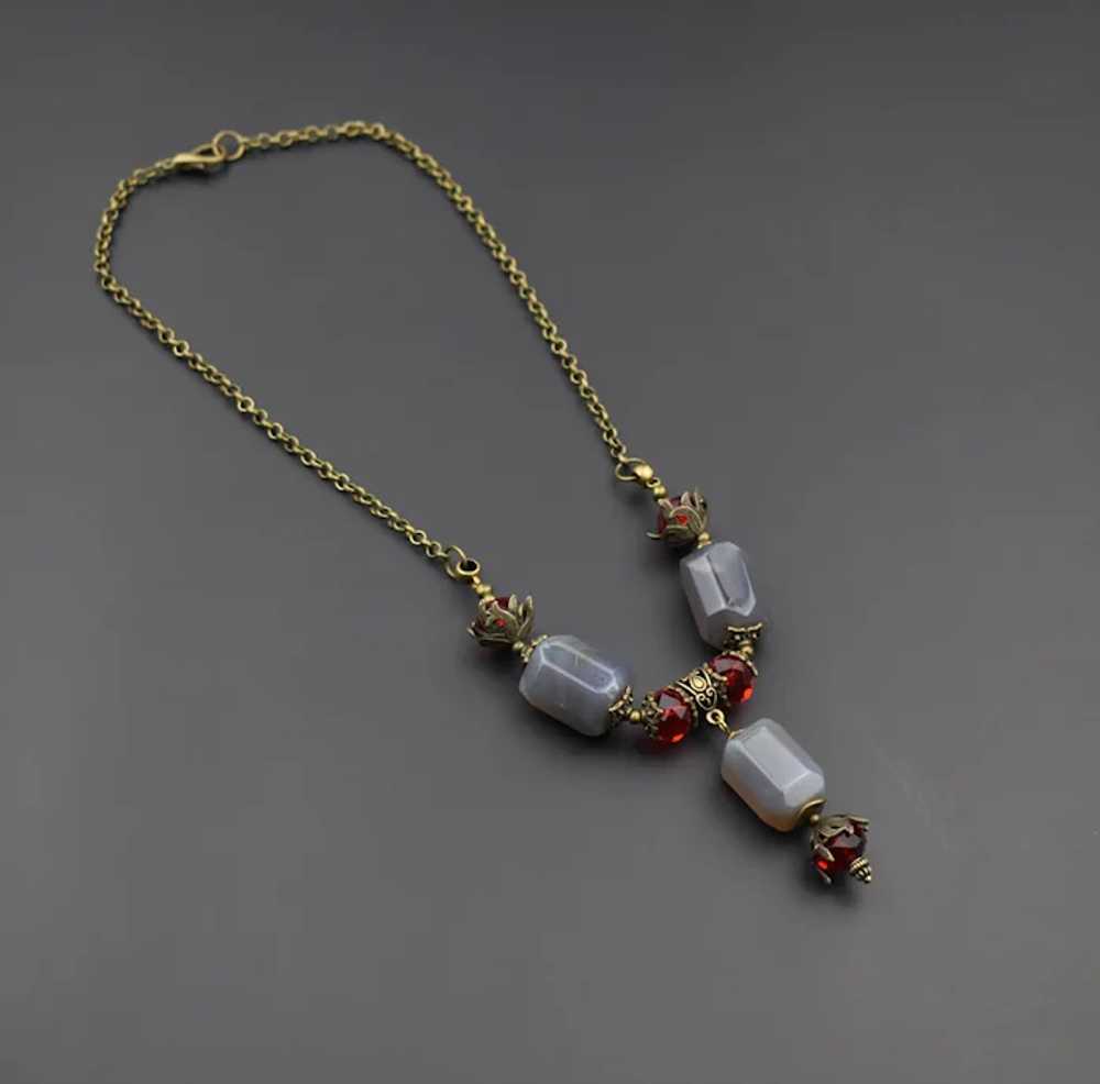 Chunky stone necklace, large y lariat necklace - image 8