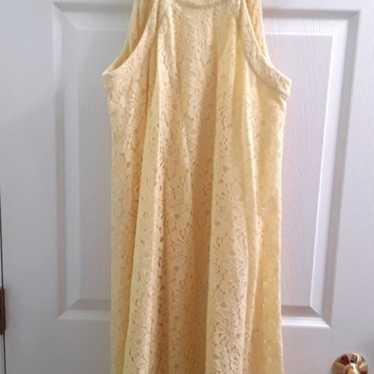 Betsey Johnson Yellow Floral Lace Halter Dress Si… - image 1