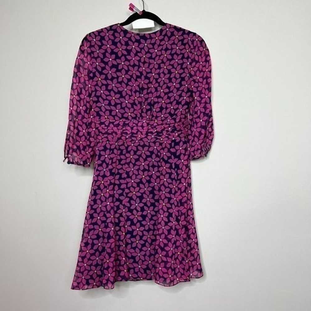 Diane von Furstenberg Silk Blue Pink Floral Pleat… - image 2