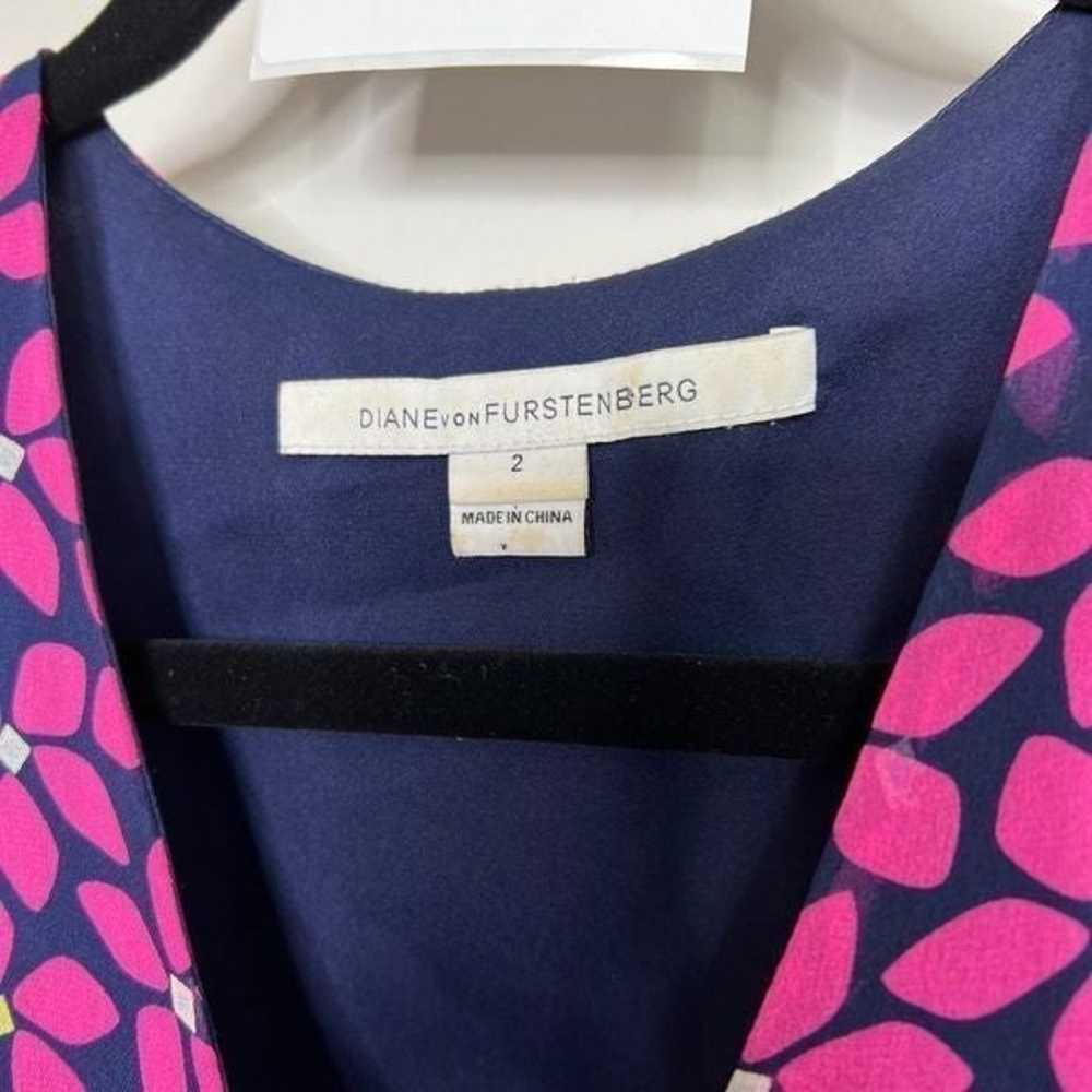 Diane von Furstenberg Silk Blue Pink Floral Pleat… - image 5