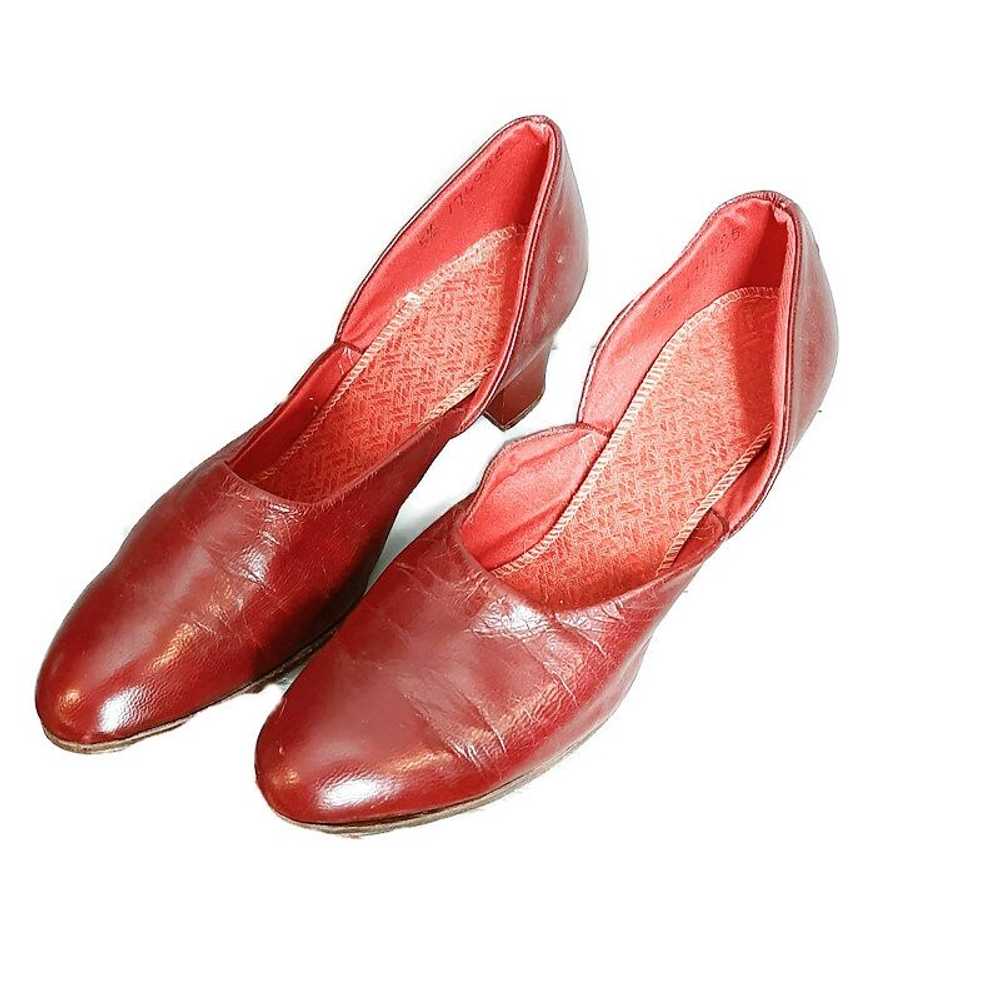 Vintage Red Burgundy 1930s Bedroom Slippers Shoes… - image 3