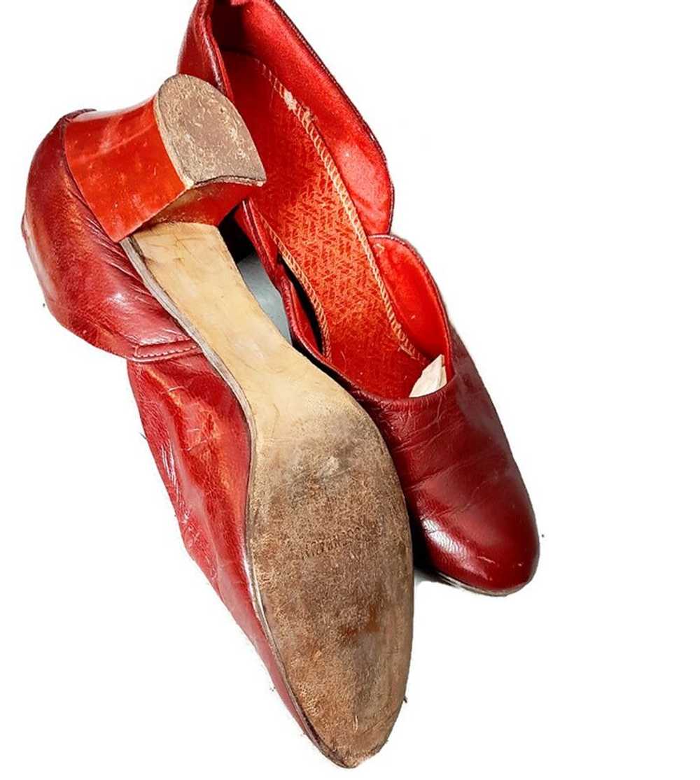 Vintage Red Burgundy 1930s Bedroom Slippers Shoes… - image 4