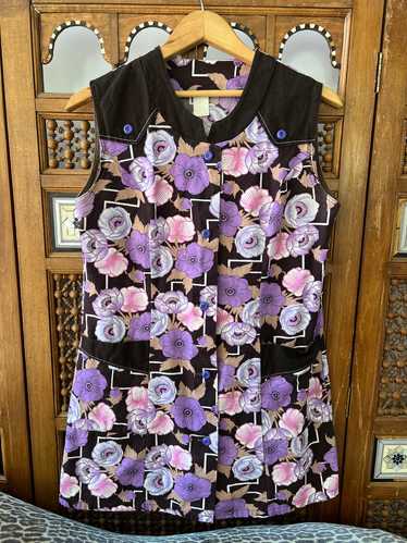 Vintage 60's Floral Sleeveless Smock Top - image 1